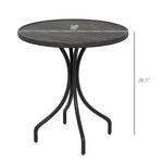 -Outsunny 26" Round Patio Table, Outdoor Side Table with Steel Frame and Slat Tabletop for Garden, Backyard, Distressed Gray - Outdoor Style Company