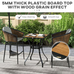 '-Outsunny 28" Outdoor Bar Table, Patio Furniture with Metal Frame Square Garden Table with Plastic Board with Wood Grain Effect, Brown - Outdoor Style Company