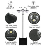 '-Outsunny 3-head LED Solar Light Lamp Street Light Post with Planter, Solar-powered Lamp Post, Black - Outdoor Style Company