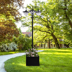 '-Outsunny 3-head LED Solar Light Lamp Street Light Post with Planter, Solar-powered Lamp Post, Black - Outdoor Style Company