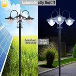 '-Outsunny 3-head LED Solar Light Lamp Street Light Post with Planter, Solar-powered Lamp Post, Black - Outdoor Style Company