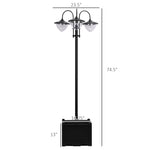 '-Outsunny 3-head LED Solar Light Lamp Street Light Post with Planter, Solar-powered Lamp Post, Black - Outdoor Style Company