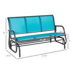 '-Outsunny 3-Person Outdoor Patio Glider Bench, Porch Glider Swing with 3 Seats, Breathable Mesh Fabric, Metal Frame, Blue - Outdoor Style Company