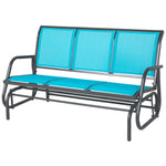 '-Outsunny 3-Person Outdoor Patio Glider Bench, Porch Glider Swing with 3 Seats, Breathable Mesh Fabric, Metal Frame, Blue - Outdoor Style Company