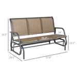 -Outsunny 3-Person Outdoor Patio Glider Bench, Porch Glider Swing with 3 Seats, Breathable Mesh Fabric, Metal Frame, Brown - Outdoor Style Company