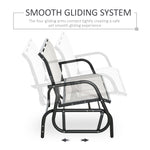 '-Outsunny 3-Person Patio Glider Bench, Outdoor Porch Glider Swing with 3 Seats, Breathable Mesh Fabric, Metal Frame, Cream White - Outdoor Style Company