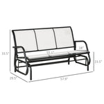 '-Outsunny 3-Person Patio Glider Bench, Outdoor Porch Glider Swing with 3 Seats, Breathable Mesh Fabric, Metal Frame, Cream White - Outdoor Style Company