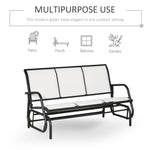 '-Outsunny 3-Person Patio Glider Bench, Outdoor Porch Glider Swing with 3 Seats, Breathable Mesh Fabric, Metal Frame, Cream White - Outdoor Style Company