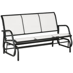 '-Outsunny 3-Person Patio Glider Bench, Outdoor Porch Glider Swing with 3 Seats, Breathable Mesh Fabric, Metal Frame, Cream White - Outdoor Style Company