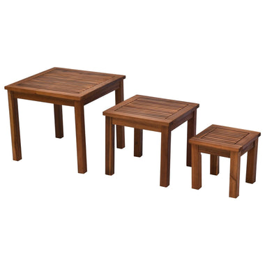 '-Outsunny 3 Piece Outdoor Side Nesting Table Patio Set with Acacia Wood Build & Multi-Functional Design - Outdoor Style Company