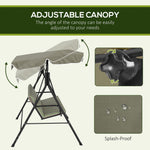 '-Outsunny 3-Seat Outdoor Patio Swing Chair w/ Cushion, Steel Frame Stand, Adjustable Tilt Canopy for Patio, Garden, Beige & Green - Outdoor Style Company