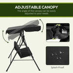 '-Outsunny 3-Seat Outdoor Patio Swing Chair w/ Cushion, Steel Frame Stand, Adjustable Tilt Canopy for Patio, Garden, Black 2 - Outdoor Style Company