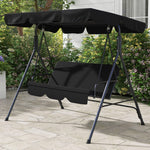 '-Outsunny 3-Seat Outdoor Patio Swing Chair w/ Cushion, Steel Frame Stand, Adjustable Tilt Canopy for Patio, Garden, Black 2 - Outdoor Style Company