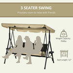 '-Outsunny 3-Seat Patio Swing Chair, Outdoor Canopy Swing Glider with Removable Cushion, Pillows, Adjustable Shade, and Rattan Seat - Outdoor Style Company