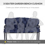 '-Outsunny 3 Seater Outdoor Seat Pads Bench Swing Chair Replacement Cushions Backrest for Patio Garden, Dark Blue - Outdoor Style Company