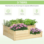 '-Outsunny 3 Tier Raised Flower Bed Outdoor Planter Box Wooden Garden Bed, Open Bottom for Plants, 42.5"x34.75"x14.25", Natural - Outdoor Style Company