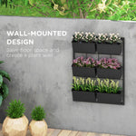 Side Tables - Outsunny 3 - Tier Wall Planter Hanging with 6 Pots, Wall Mounted Planter Holder with Water Drainages for Flowers, Vegetable, Black - Outdoor Style Company