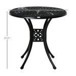 '-Outsunny 30" Round Patio Dining Table with Umbrella Hole, Antique Cast Aluminum Outdoor Bistro Table, Black - Outdoor Style Company