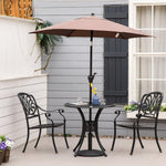 '-Outsunny 30" Round Patio Dining Table with Umbrella Hole, Antique Cast Aluminum Outdoor Bistro Table, Black - Outdoor Style Company