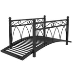 '-Outsunny 3.3' Metal Arch Zen Garden Pond Bridg with Safety Siderails for Stream, Fish Pond, Black - Outdoor Style Company