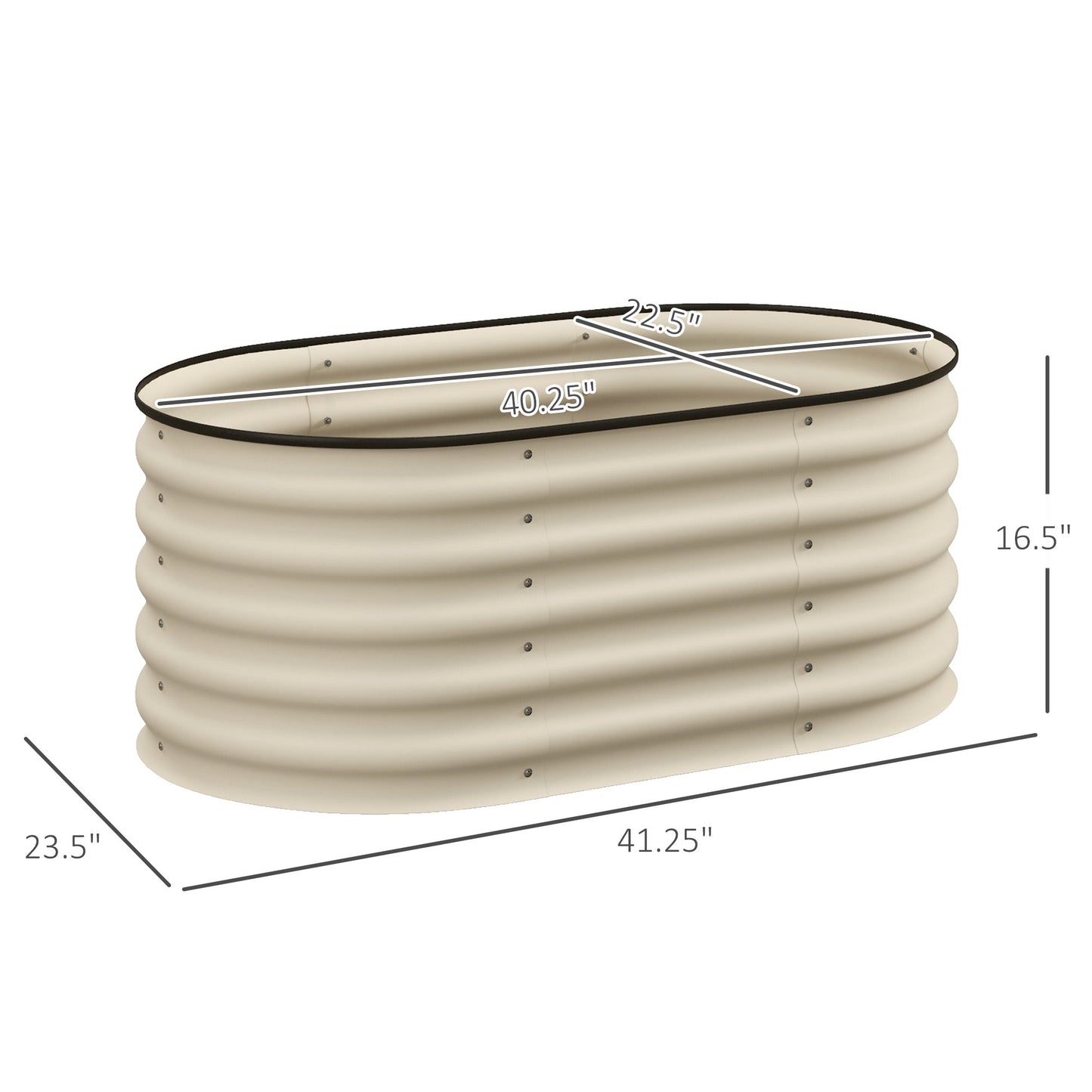 '-Outsunny 3.4 x 2 x 1.4ft Galvanized Raised Garden Bed Kit, Metal Planter Box with Safety Edging, Cream - Outdoor Style Company