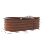 '-Outsunny 3.4 x 2 x 1ft Galvanized Raised Garden Bed Kit, Metal Planter Box with Safety Edging, Brown - Outdoor Style Company