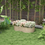 '-Outsunny 3.4 x 2 x 1ft Galvanized Raised Garden Bed Kit, Metal Planter Box with Safety Edging, Cream - Outdoor Style Company