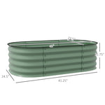 '-Outsunny 3.4 x 2 x 1ft Galvanized Raised Garden Bed Kit, Metal Planter Box with Safety Edging, Green - Outdoor Style Company