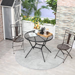 '-Outsunny 35" Round Patio Dining Table Steel Outside Table with Mesh Tabletop for Garden Backyard Poolside, Black - Outdoor Style Company