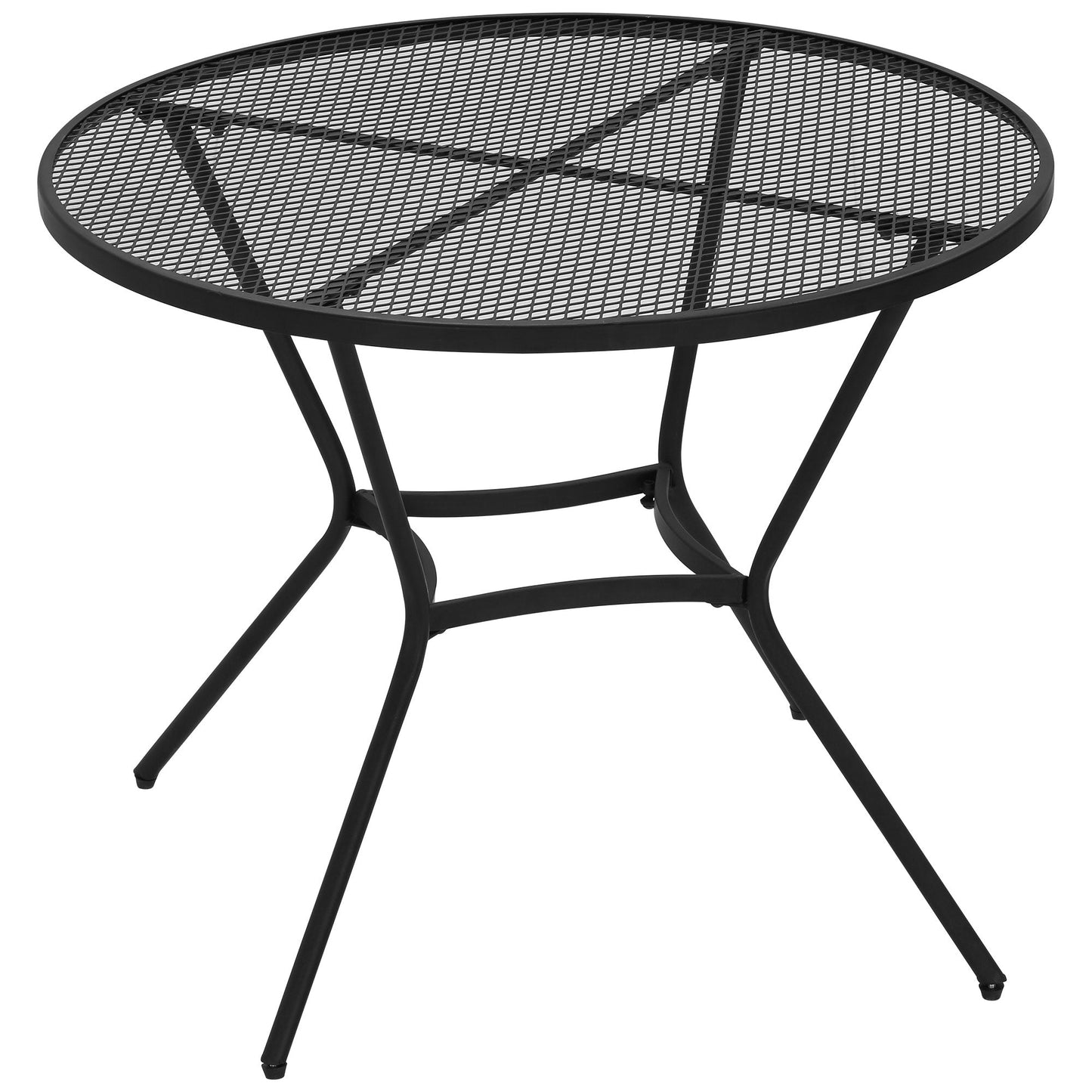 '-Outsunny 35" Round Patio Dining Table Steel Outside Table with Mesh Tabletop for Garden Backyard Poolside, Black - Outdoor Style Company