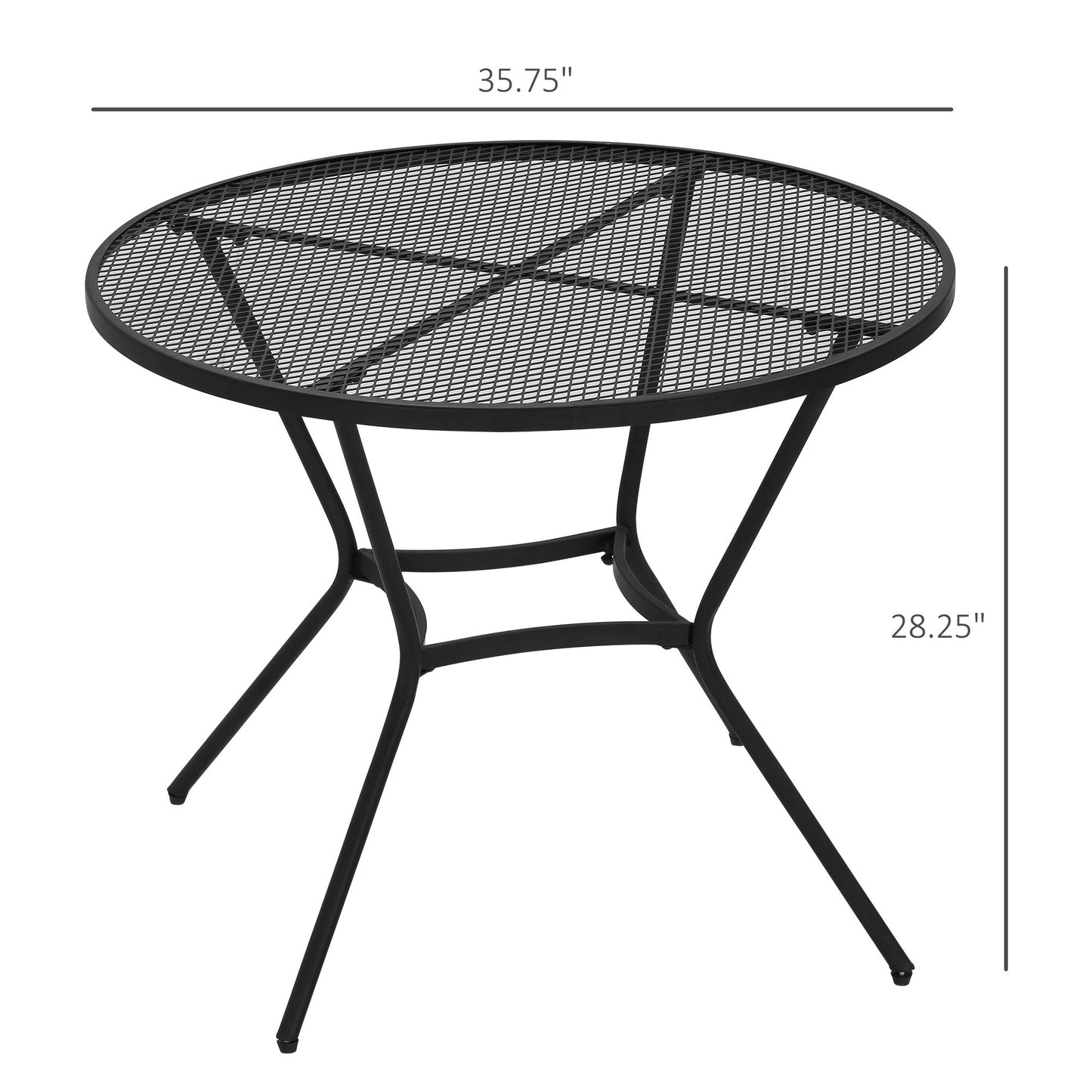 '-Outsunny 35" Round Patio Dining Table Steel Outside Table with Mesh Tabletop for Garden Backyard Poolside, Black - Outdoor Style Company