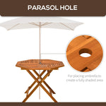 '-Outsunny 39" Acacia Wood Outdoor Dining Table, Octagon Patio Table with Umbrella Hole, Teak - Outdoor Style Company
