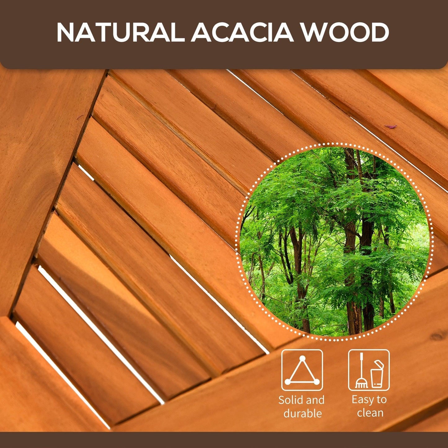 '-Outsunny 39" Acacia Wood Outdoor Dining Table, Octagon Patio Table with Umbrella Hole, Teak - Outdoor Style Company