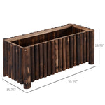 '-Outsunny 39" x 16" x 16" Wooden Raised Bed Garden Flower Planter Box for Vegetables and Herbs with 4 Drainage Holes Rustic Column Edge - Outdoor Style Company