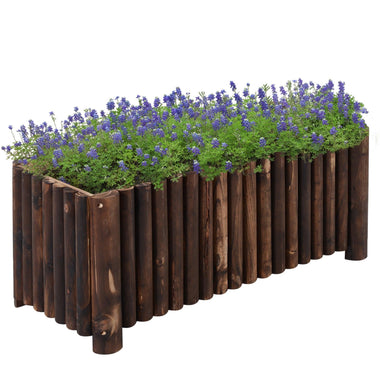 '-Outsunny 39" x 16" x 16" Wooden Raised Bed Garden Flower Planter Box for Vegetables and Herbs with 4 Drainage Holes Rustic Column Edge - Outdoor Style Company