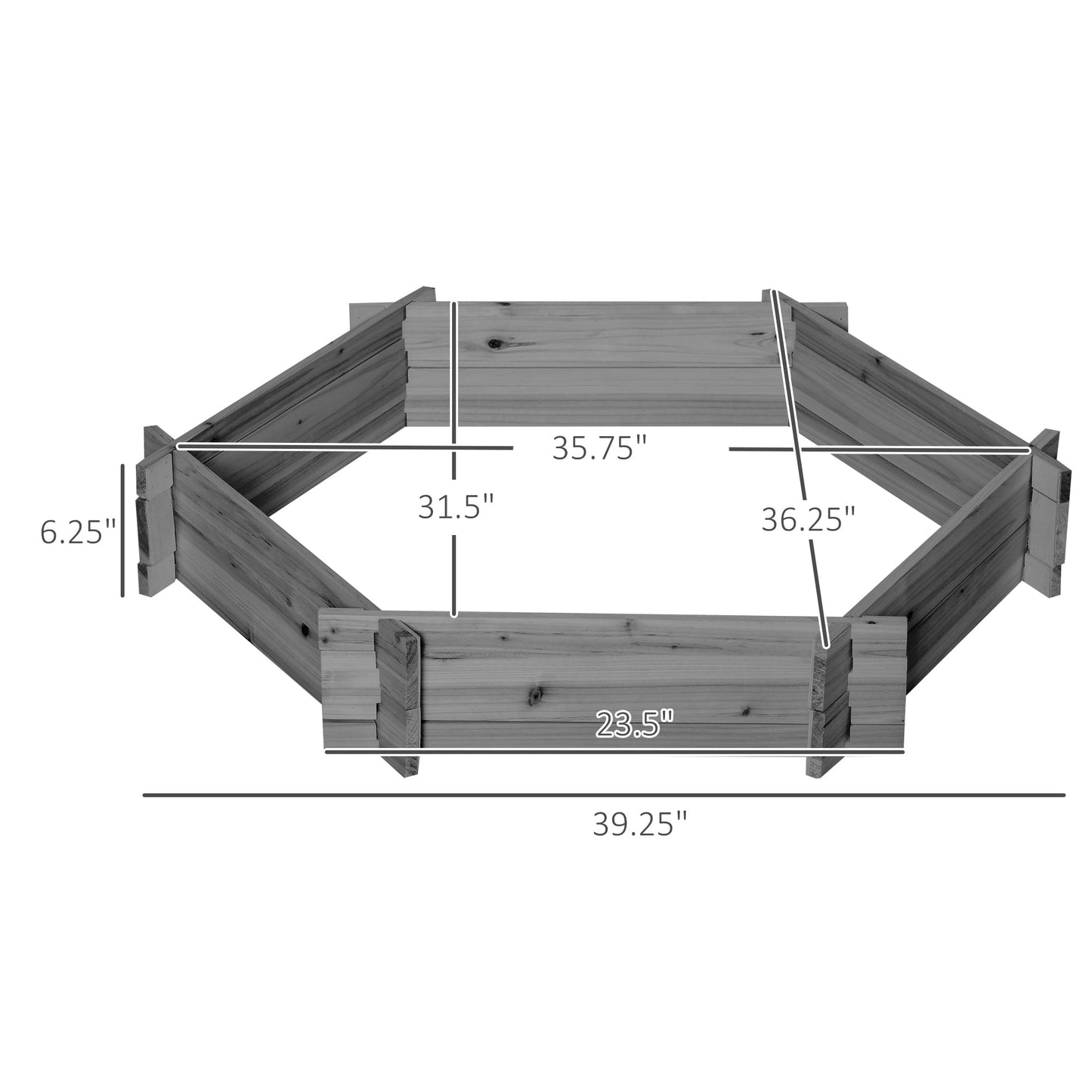 '-Outsunny 39" x 36" Screwless Raised Garden Bed, Hexagon Planter Box for Outdoor Plants, Vegetables, Flowers, Herbs, Gray - Outdoor Style Company