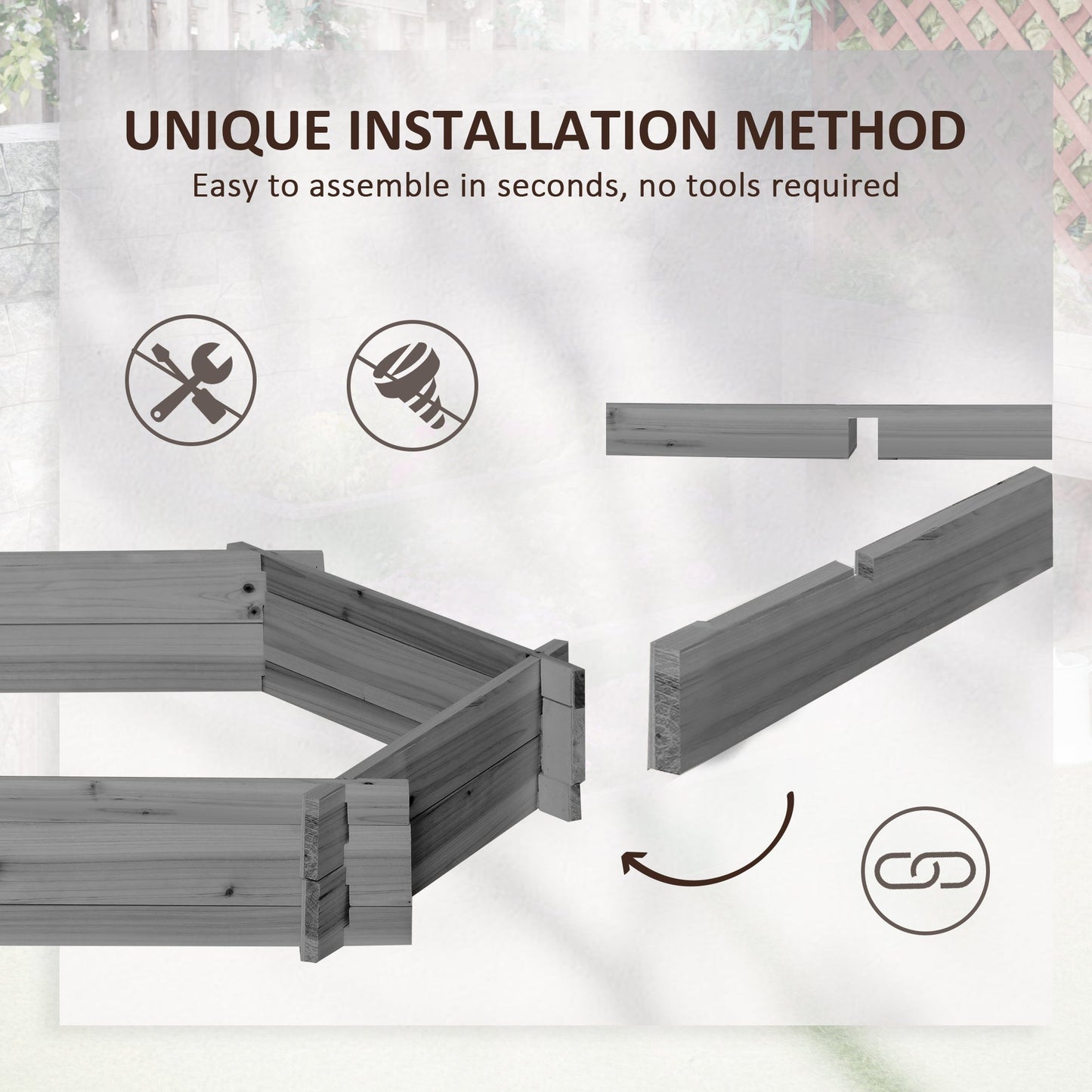'-Outsunny 39" x 36" Screwless Raised Garden Bed, Hexagon Planter Box for Outdoor Plants, Vegetables, Flowers, Herbs, Gray - Outdoor Style Company