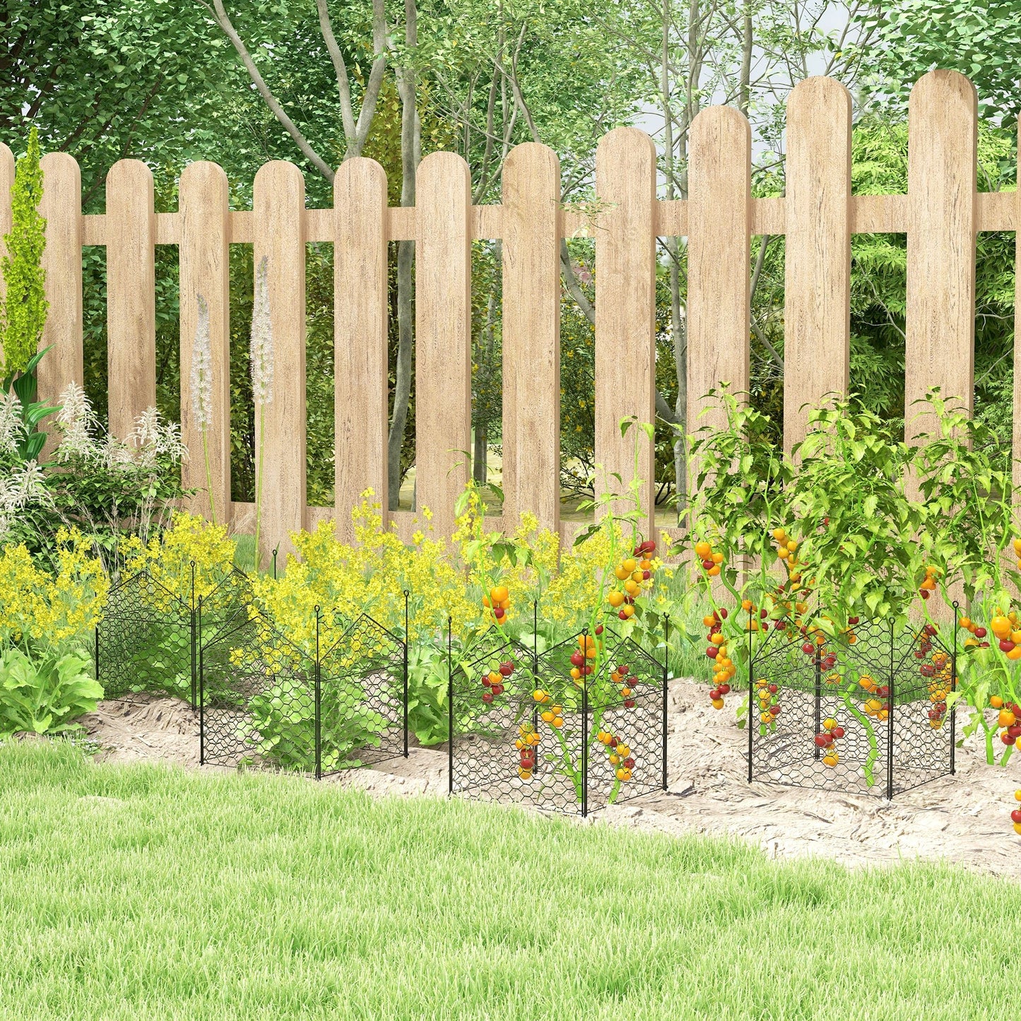 '-Outsunny 4 Pack Garden Cloches for Plants, 12" x 14" Metal Crop Cage, Plant Cages to Keep Animals Out, Black - Outdoor Style Company