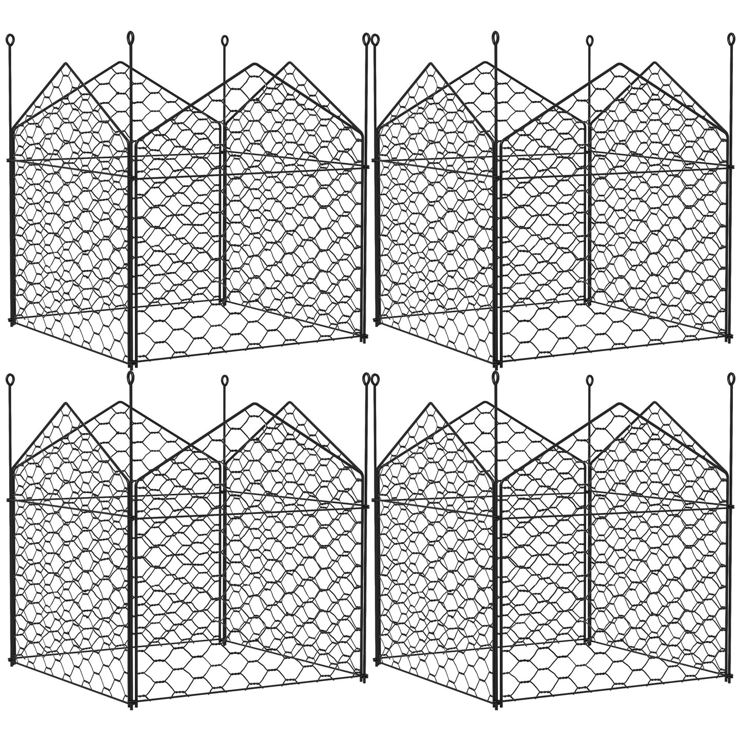 '-Outsunny 4 Pack Garden Cloches for Plants, 12" x 14" Metal Crop Cage, Plant Cages to Keep Animals Out, Black - Outdoor Style Company