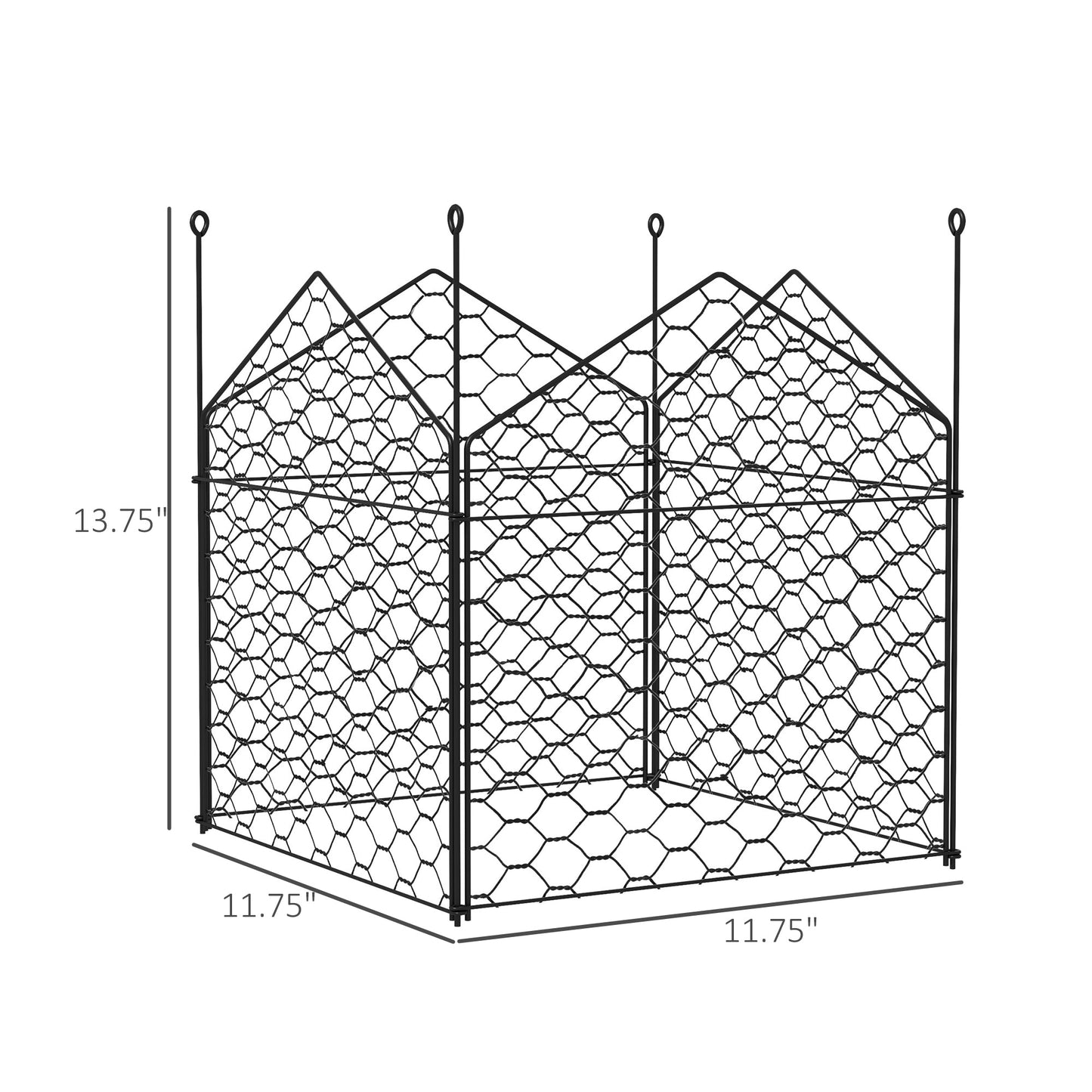 '-Outsunny 4 Pack Garden Cloches for Plants, 12" x 14" Metal Crop Cage, Plant Cages to Keep Animals Out, Black - Outdoor Style Company