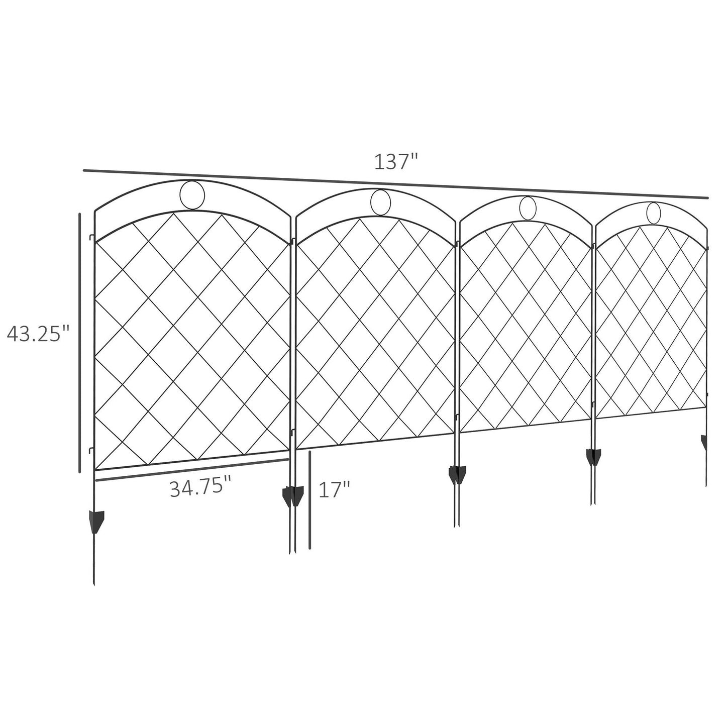 '-Outsunny 4 Pack Garden Fencing for Yard, Decorative Fence Panels as Animal Barrier and Flower Edging, Circle - Outdoor Style Company