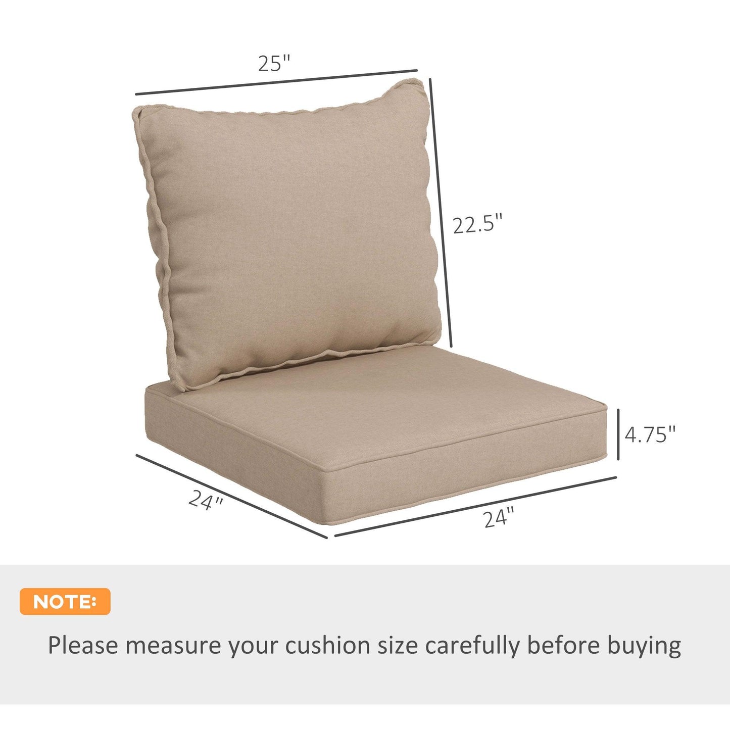 '-Outsunny 4 Patio Chair Cushions with Seat & Backrest, Fade Resistant Seat Replacement Cushion Set, Beige - Outdoor Style Company