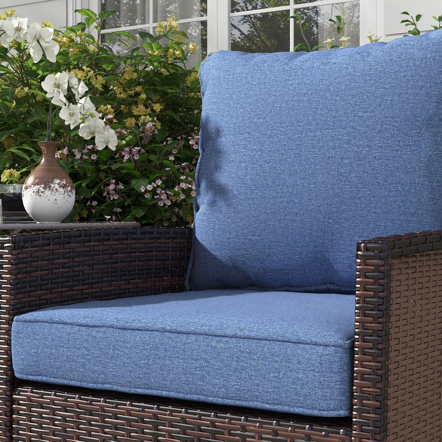 '-Outsunny 4 Patio Chair Cushions with Seat & Backrest, Fade Resistant Seat Replacement Cushion Set, Blue - Outdoor Style Company