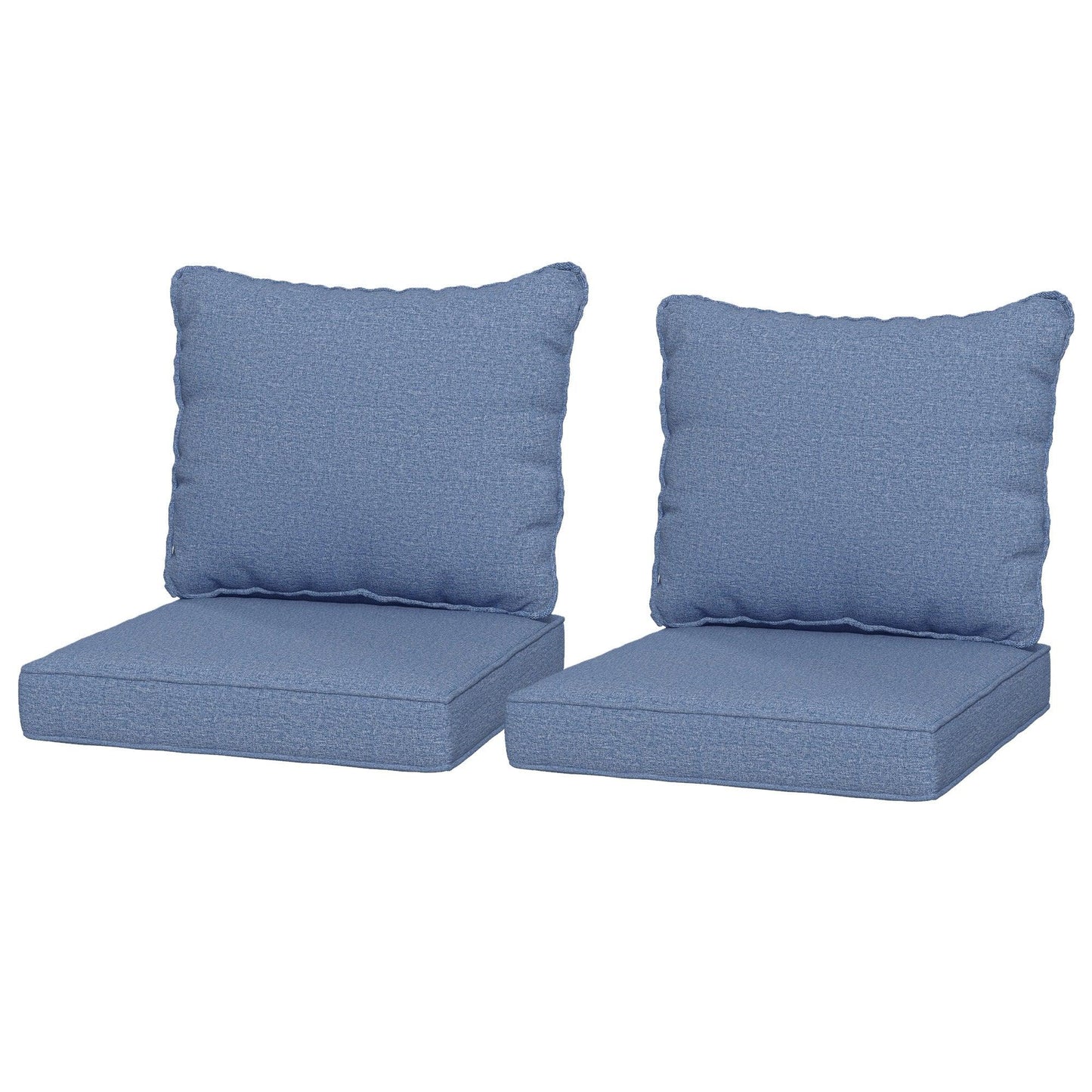 '-Outsunny 4 Patio Chair Cushions with Seat & Backrest, Fade Resistant Seat Replacement Cushion Set, Blue - Outdoor Style Company