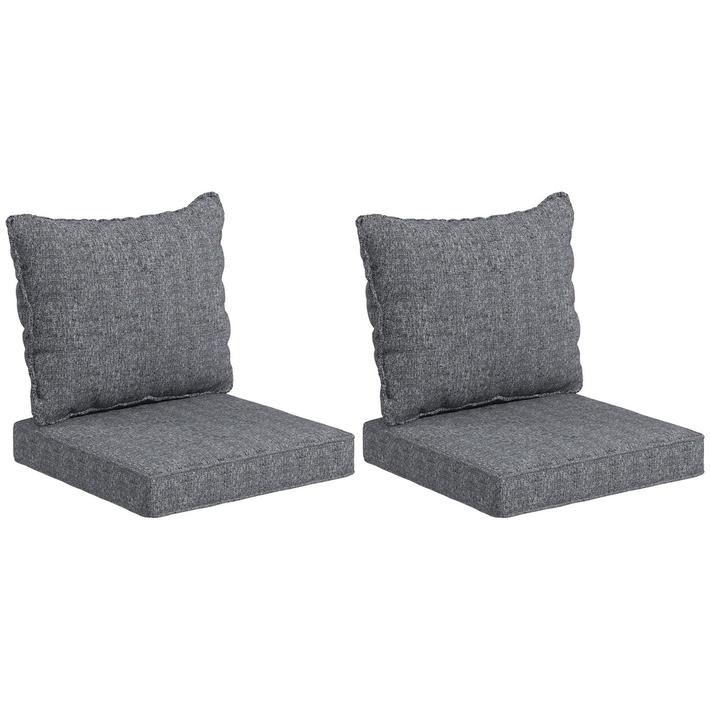 '-Outsunny 4 Patio Chair Cushions with Seat & Backrest, Fade Resistant Seat Replacement Cushion Set, Gray - Outdoor Style Company