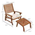 '-Outsunny 4 PCs Acacia Patio Chairs with Footstool, Cushion, Cream White - Outdoor Style Company