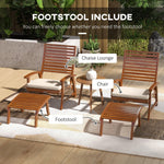 '-Outsunny 4 PCs Acacia Patio Chairs with Footstool, Cushion, Cream White - Outdoor Style Company