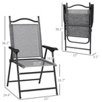 '-Outsunny 4 Piece Folding Patio Camping Chair Set, Sports Chairs for Adults with Armrests, Mesh Fabric Seat for Lawn, Gray - Outdoor Style Company