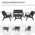 '-Outsunny 4 Piece Garden Furniture Set Patio Conversation Set 2-Seater Sofa 2 Single Chair Coffee Table with Storage Shelf for Lawn Backyard Poolside - Outdoor Style Company