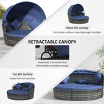 -Outsunny 4-piece Outdoor Daybed with Canopy, Round Rattan Patio Furniture Set with Cushions, Pillows - Outdoor Style Company